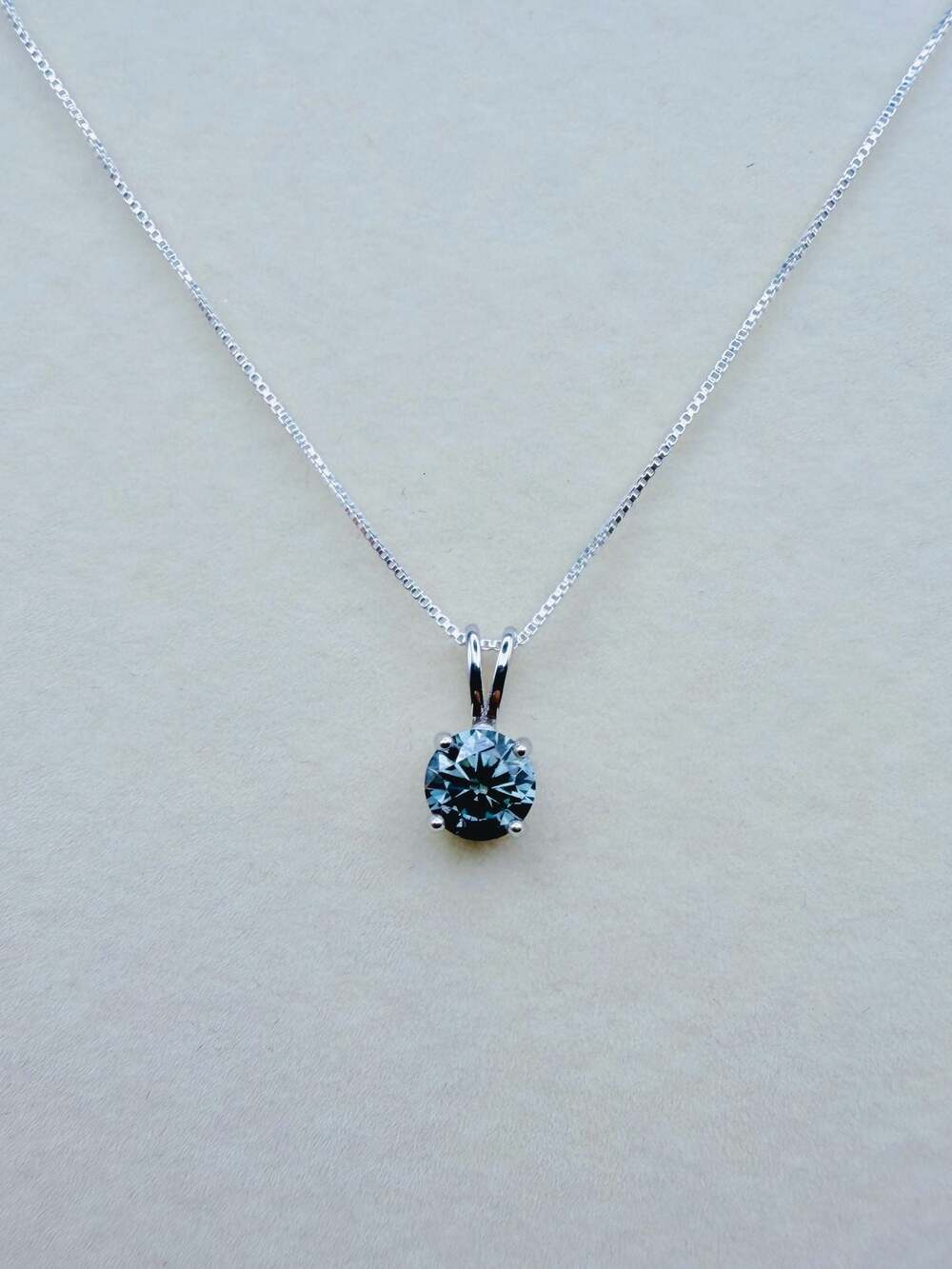 GRA 1.2ct Round Brilliant ICE BLUE Moissanite 925 Sterling Silver Necklace 7.0mm